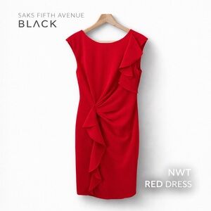 NWT Saks Fifth Ave Black Label Dress Ruffle Dress Sz 4